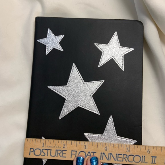 🦩New black leatherette soft cover journal with silver stars and lined pa… - Picture 3 of 5